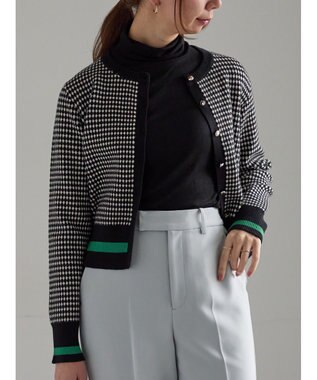 Te chichi バイカラークラシカルカーディガン ブラック