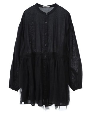Green Parks 裾チュールレイヤードチュニック Black