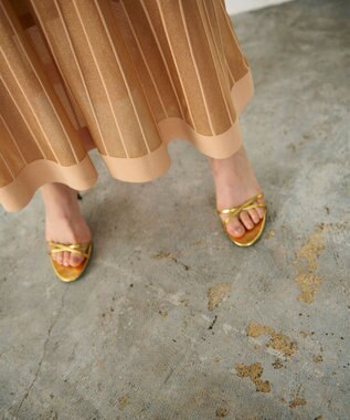 GRACE CONTINENTAL ラメシアープリーツニットワンピース オレンジ