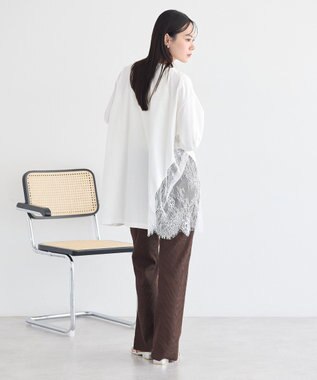 earth music&ecology アシメレースビッグTシャツ Off White