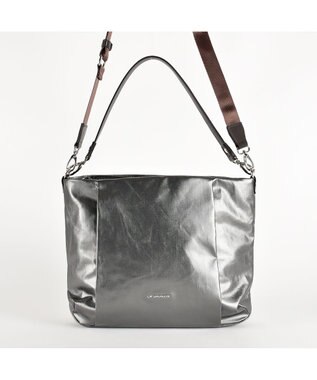 LA BAGAGERIE コーティングキャンバス 2WAYショルダーバッグ ガンメタリック
