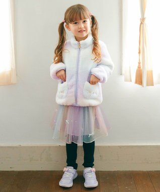 ANY KIDS ネコポケットボアブルゾン レインボー×ミント