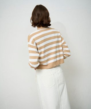 GRACE CONTINENTAL ニットボーダーカーディガン ベージュ