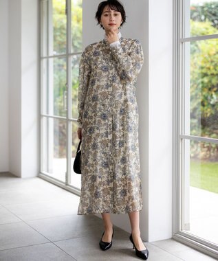 23区 【先行予約】Ericaキャラコ  ペイズリープリント シャツワンピース アイボリー系