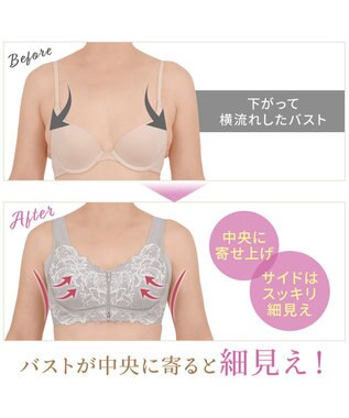 BRADELIS New York 【BRADELIS NewYork peace ブラデリス】すらっと細みえフロントファスナーブラ24 脇高設計ですっきり ブラジャー 補正ブラ  小さく見せるブラ DB124201 グレージュ