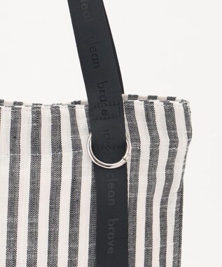 ICB 【A4サイズ収納可】ロゴハンドルトートバッグ モノトーン系ストライプ