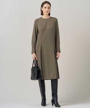 ICB 【UVカット・洗える】ウール2WAYストレッチ 長袖ワンピース モカ