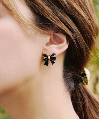 Tiaclasse   【金属アレルギー対応】リボンモチーフピアス ブラック