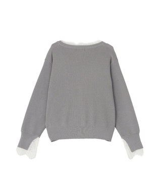 earth music&ecology レーストリムカーディガン Gray