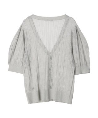 Green Parks すかし柄コンパクトシアーカーディガン Gray