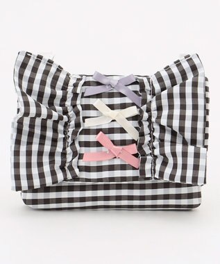 ANY KIDS フリルリボン 移動 ポケット ポシェット ブラックギンガム