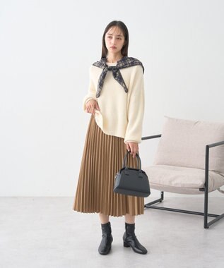 earth music&ecology チェックスカーフ Black