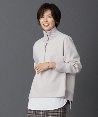 J.PRESS LADIES L ニードルパンチ ハーフジップ カットソー ベージュ系