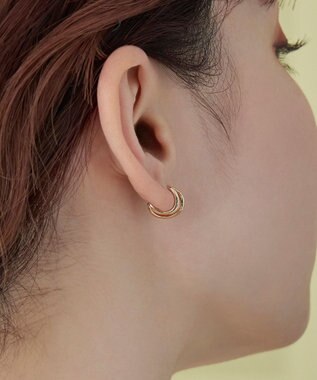 Phoebe 【金属アレルギー対応】【痛くないシリーズ】ダブルフープライトフィットイヤリング ローズゴールド ローズゴールド