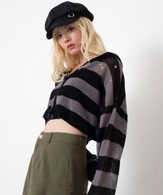WEGO ハトメメッシュニットショートパーカー