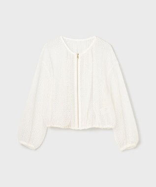 GRACE CONTINENTAL メッシュギャザーブルゾン ホワイト