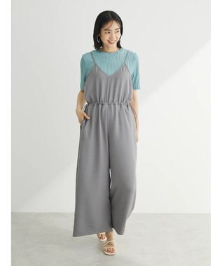 Green Parks 冷やっとすずやかウエストドロストサロペット Gray Mixture