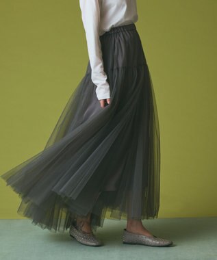 GRACE CONTINENTAL チュールボリュームスカート グレー