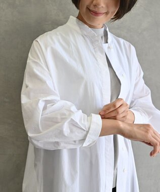 muuc 〈2WAY〉〈遠州織物の工場で織られた上質なコットン生地〉スタンドカラー 羽織り＆シャツワンピース ホワイト