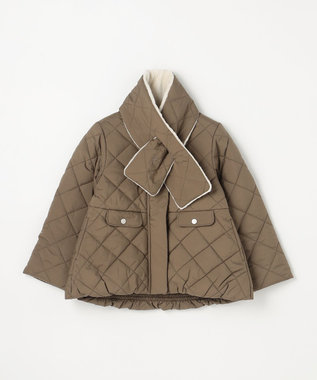 組曲 KIDS 【110-140㎝】マフラー付き中綿キルト アウター カーキ