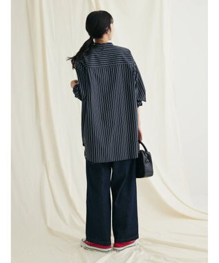 CRAFT STANDARD BOUTIQUE バンドカラーシャツ Stripe Navy