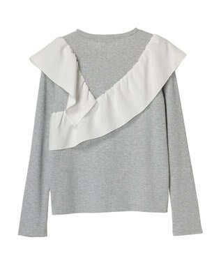 Green Parks ・ＳＵＧＡＲ　ＳＰＯＯＮ　アシンメトリーフリルロンＴＥＥ Gray Mixture