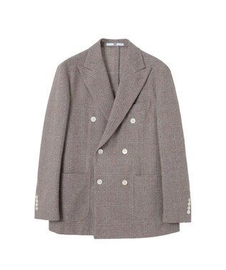 DAKS マイクロブークレーダブルブレストチェックジャケット モカ