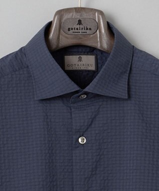 GOTAIRIKU リラックスシルエット【高通気性/吸水速乾】ドッツエアー クールマックスサッカーシャツ ネイビー系