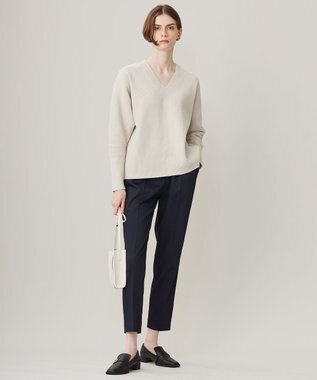 ICB 【洗える】コットンシェニール Vネックニット トープ系