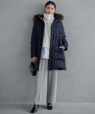 23区 【洗える】ウールカシミヤ ニットポンチョ ホワイト系