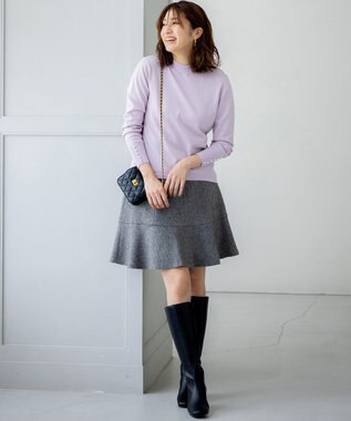 組曲 ネコアシツイードセミフレア スカート グレー系