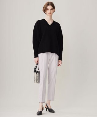 ICB 【洗える】コットンシェニール Vネックニット ブラック系