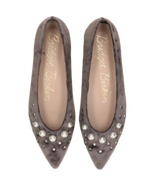 Bridget Birkin 【Bridget Birkin】パールストーンベロアパンプス グレー雑材