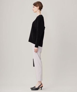 ICB 【洗える】コットンシェニール Vネックニット ブラック系