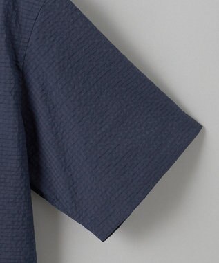 GOTAIRIKU リラックスシルエット【高通気性/吸水速乾】ドッツエアー クールマックスサッカーシャツ ネイビー系