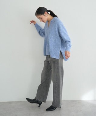 YECCA VECCA 襟付きVネックニット Blue