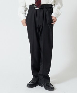 WEGO 【SCHOOLITEM】メンズスクールセミワイドスラックス ブラック