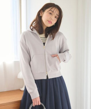 Feroux 【洗える】ダブルジップダンボールロゴ パーカー ライトグレー系