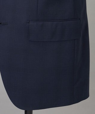 GOTAIRIKU 横に伸びる【TasmaniaWool/タマニアウール】ストレッチ スーツ__ネイビー格子柄 ネイビー格子地柄
