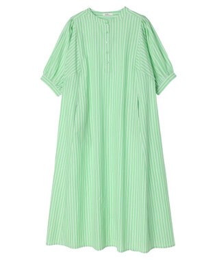 earth music&ecology ポプリンフレアワンピース Stripe Green