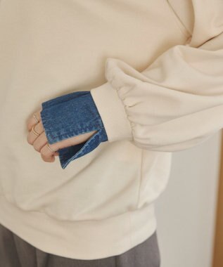 WEGO 【ANGIE VINTAGE】デニム襟スウェット ホワイトアイボリー