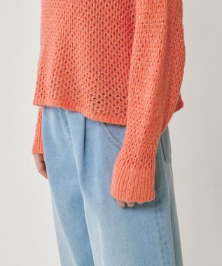 GRACE CONTINENTAL スパンメッシュニットトップ オレンジ