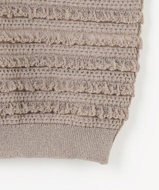 自由区 【カトリエムブーケ】Texture cardigan フリルショートカーディガン ベージュ