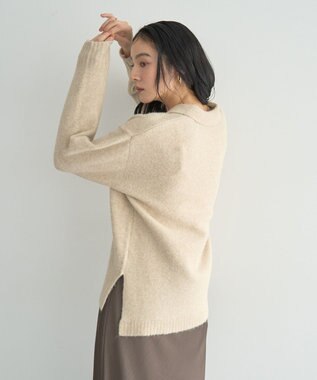 YECCA VECCA 襟付きVネックニット Beige