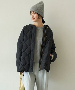 UNFILO 【自宅で洗濯OK / 軽量で暖かい】TAIONコラボ キルティングブルゾン ブラック