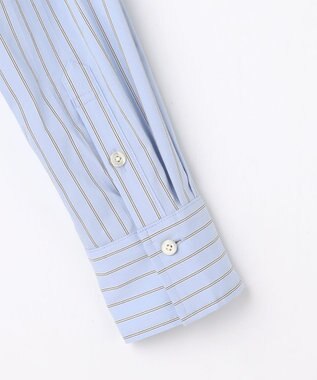 J.PRESS LADIES BEZコットンナイロン ストライプ シャツカラー ブラウス サックス×ホワイト×ベージュ系