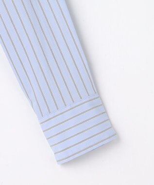 J.PRESS LADIES BEZコットンナイロン ストライプ シャツカラー ブラウス サックス×ホワイト×ベージュ系