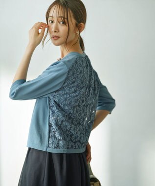  【2SET・WEB限定】フラワーレース5分袖ツイン ニット