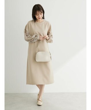 Green Parks 洗える袖レースワンピース Gray Beige