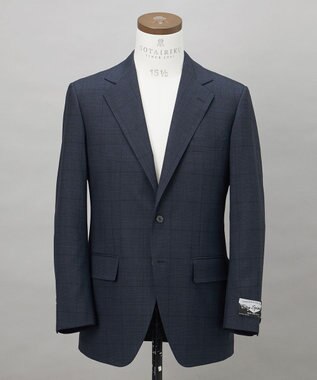 GOTAIRIKU シワになりにくい【御幸毛織/みゆきけおり】DRYSPINNER 平織スーツ_ネイビー格子 ネイビー系×格子